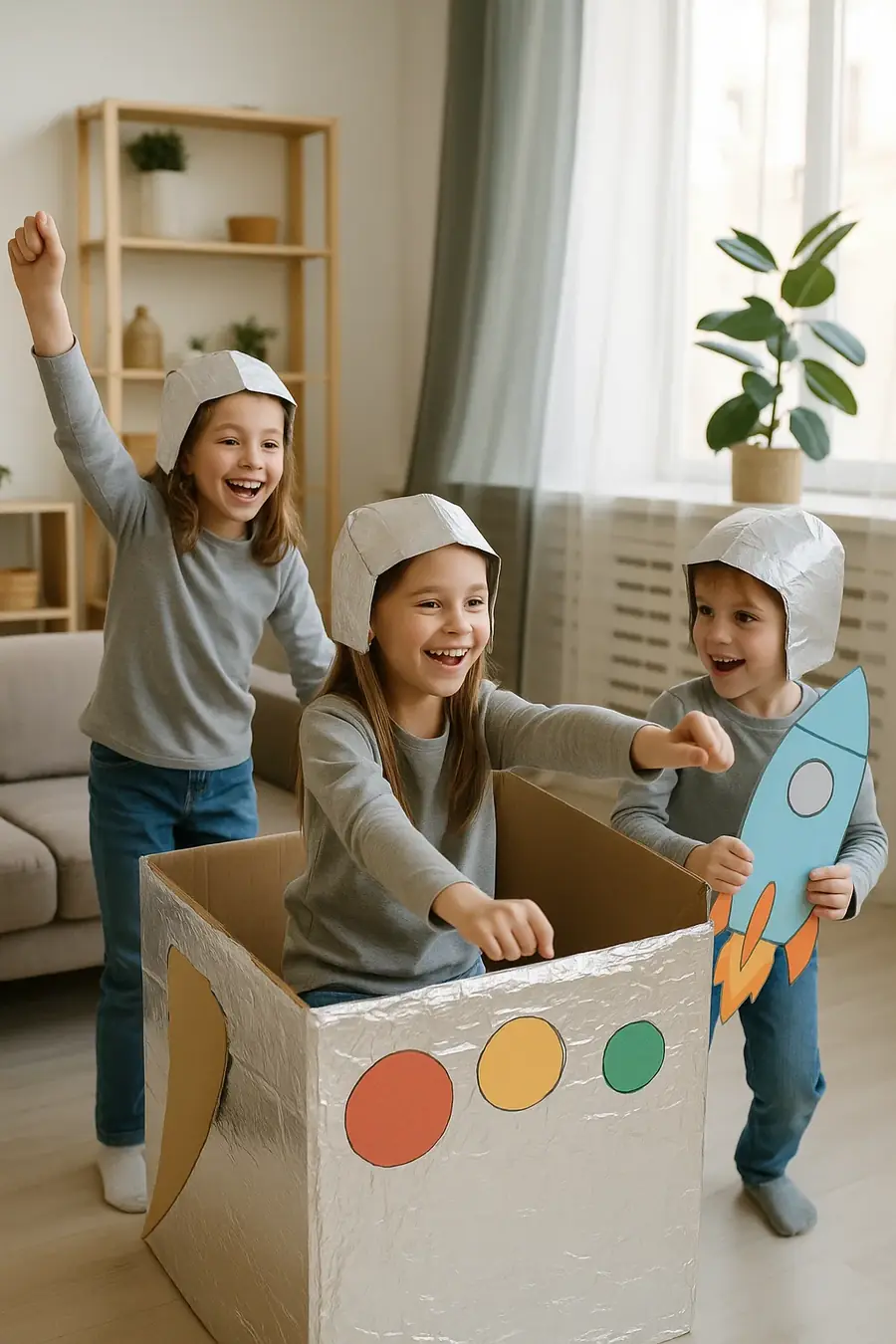 Children playing together at home